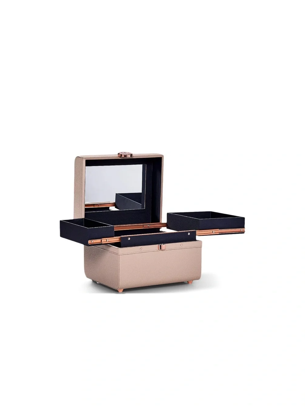 Caboodles Beige Pale Pink Lifestyle Train Case with Rose Gold Hardware